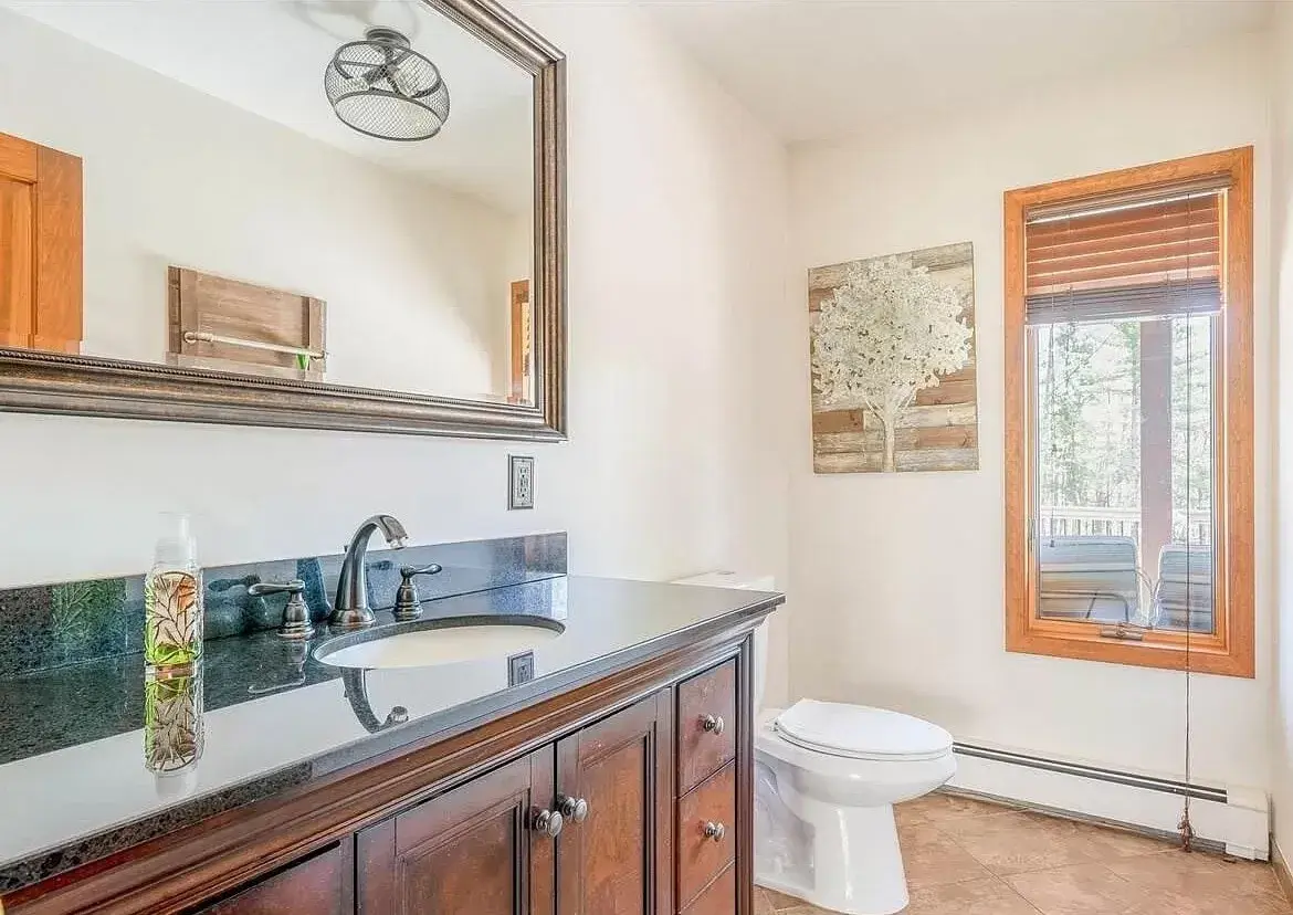 The first-floor powder room