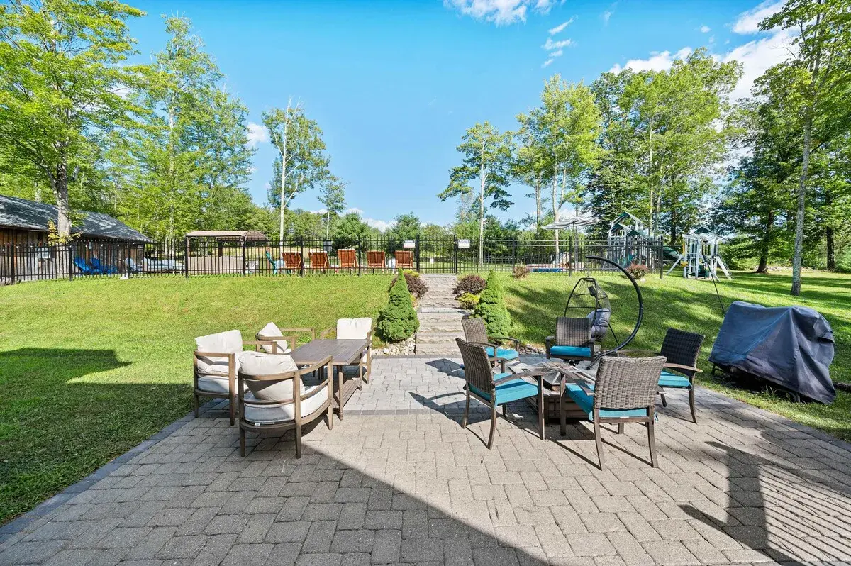 Patio seating on the grounds