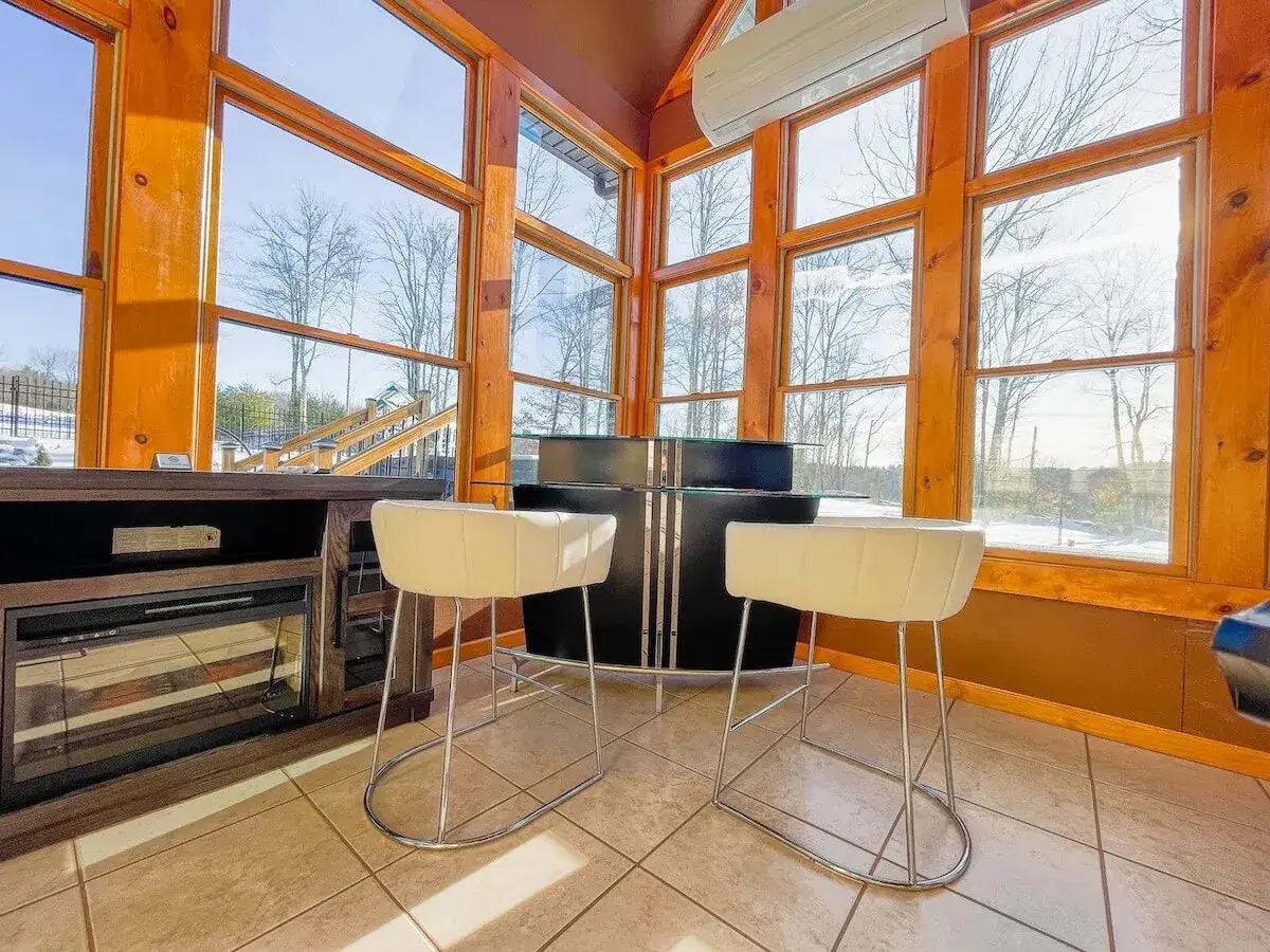 Bar stools in the sunroom