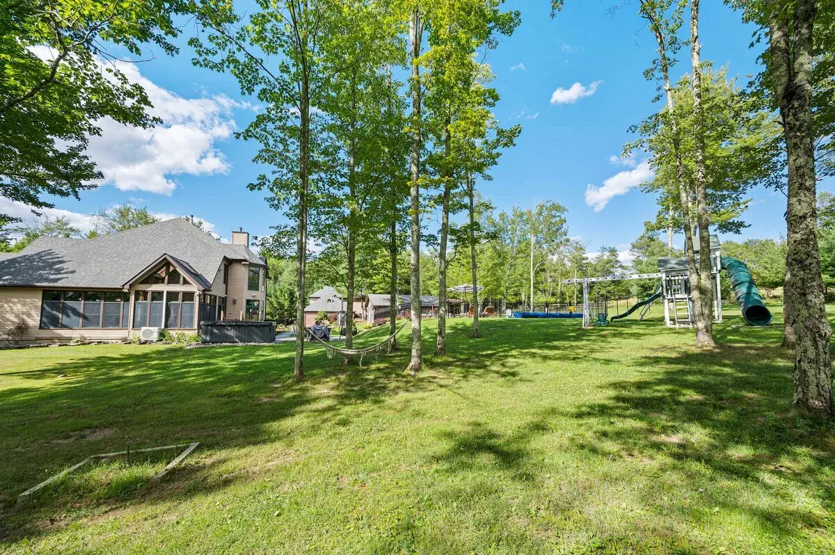 The grounds, the playground among the trees